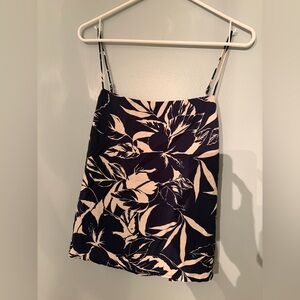 Abercrombie & Fitch Navy and Cream Satin Scarf Cami Size M